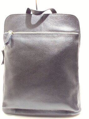 L.Credi Convertible Backpack in Black Pebbled Leather with Gold Hardware